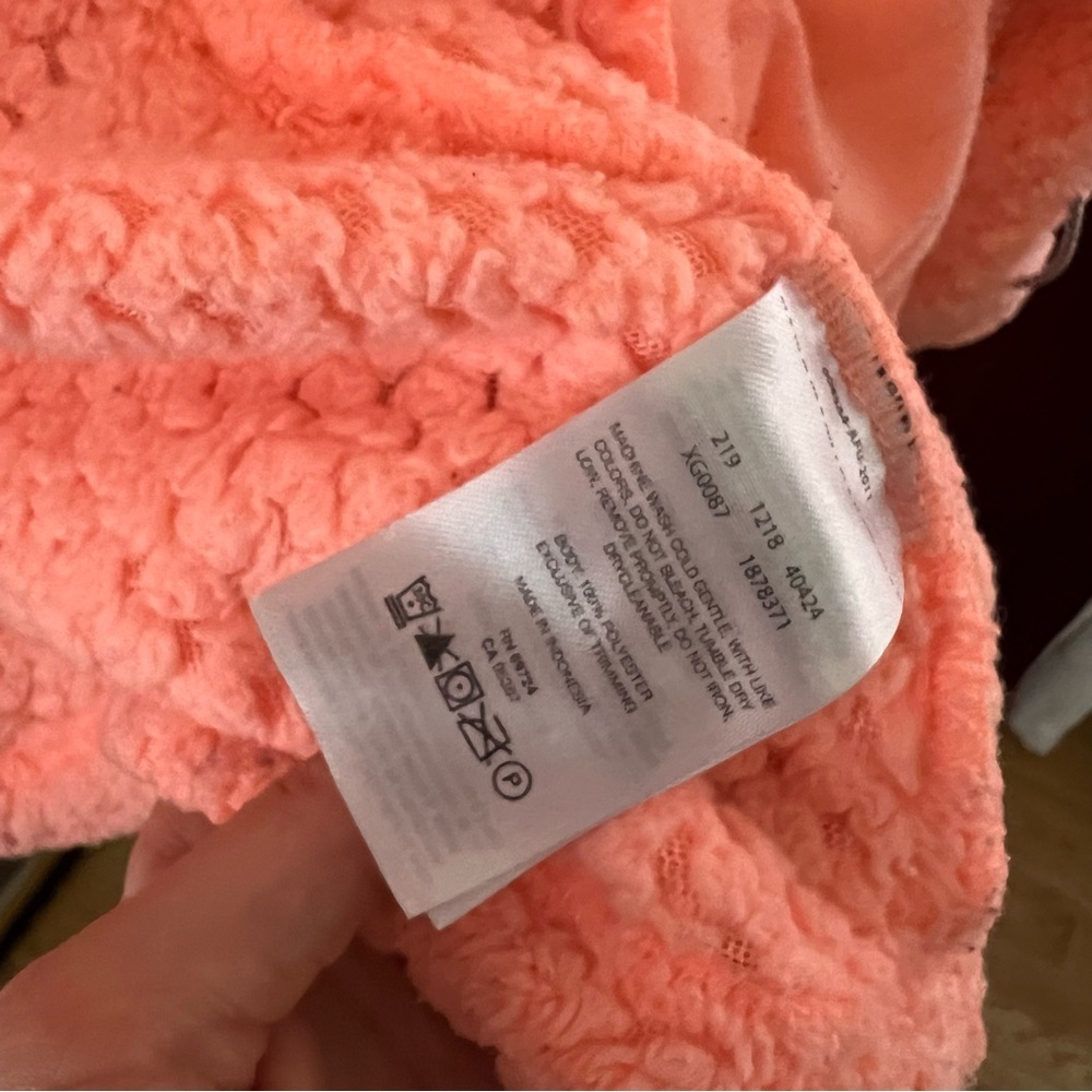 Columbia: Geometric Print Zip Up Soft Fleece Zip Jacket Neon Peachy Orange XXS - Picture 6 of 9